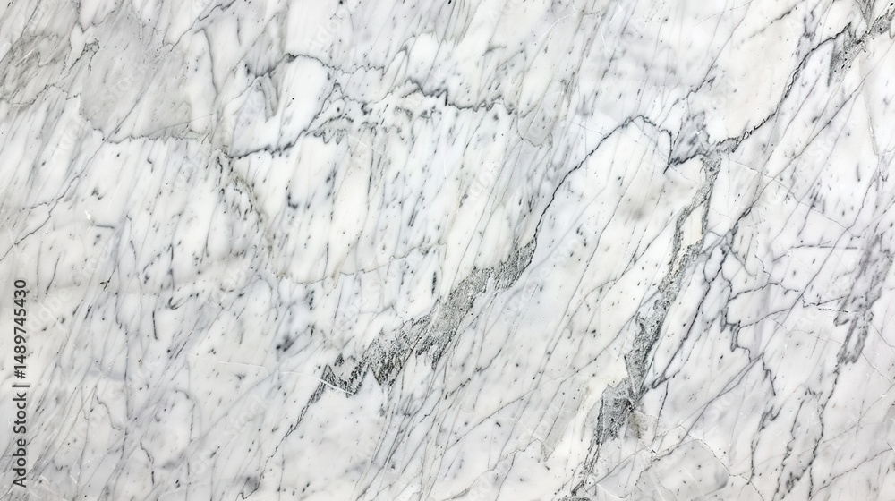 Naklejka premium Close-up view of elegant luxury white Statuario marble texture showcasing intricate veining and smooth polished surface, ideal for high-end interior design, architectural projects, 