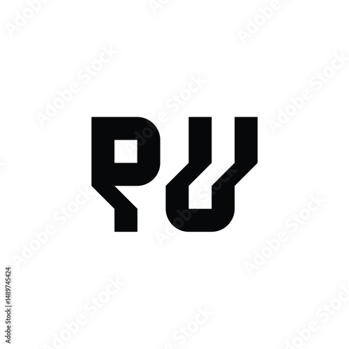 PU monogram logo design letter text name symbol monochrome logotype alphabet character simple logo