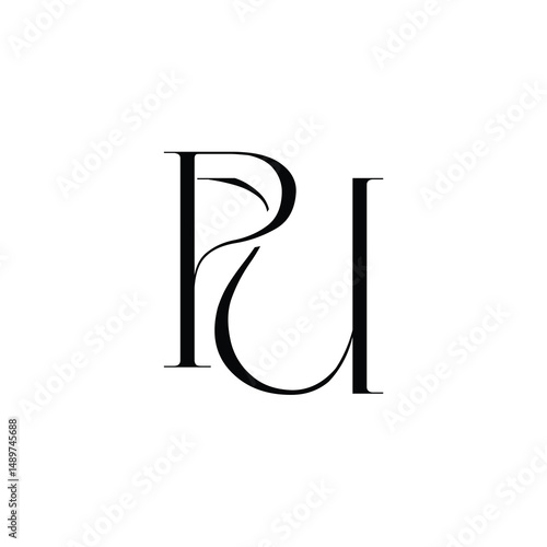 PU monogram logo design letter text name symbol monochrome logotype alphabet character simple logo