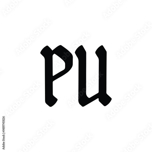 PU monogram logo design letter text name symbol monochrome logotype alphabet character simple logo
