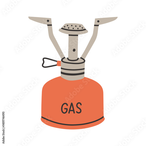 Camping gas burner. Simple flat style red camp burner. Portable camping stove vector icon. Symbol, logo illustration. Vector graphics
