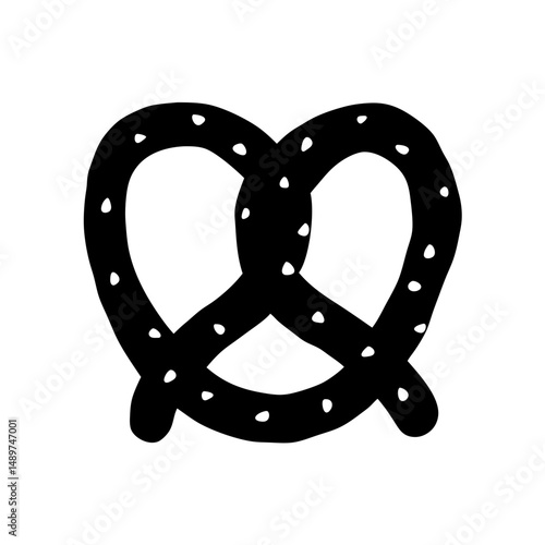 pretzel knot black silhouette icon isolated on white vector illustration