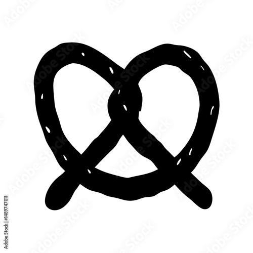 pretzel knot black silhouette icon isolated on white vector illustration