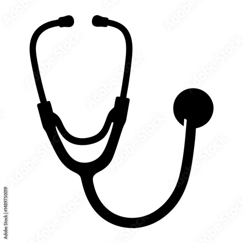 Classic stethoscope black silhouette icon vector illustration