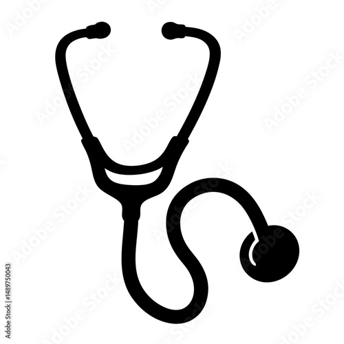 Modern stethoscope black silhouette icon vector illustration
