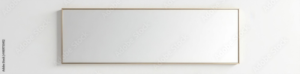 Fototapeta premium Modern chrome framed mirror on white wall, vector illustration , clean lines, metallic, bright