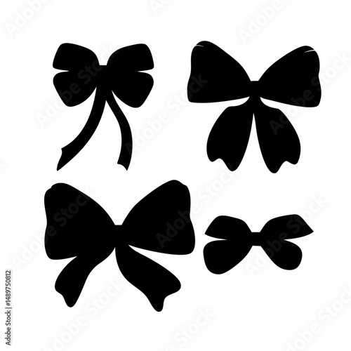 Wedding bows black silhouette vector illustration