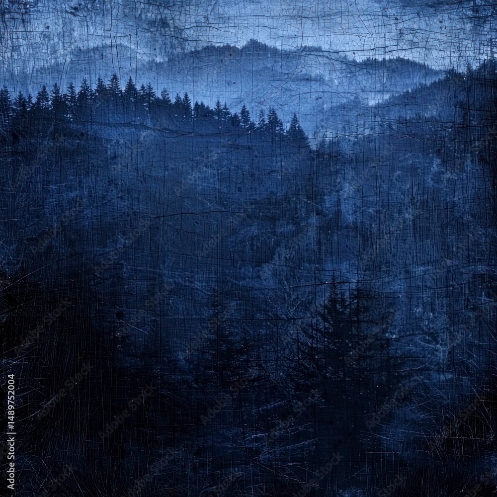 Obraz premium Deep Indigo Forest Background with Scratched Texture and High Resolution