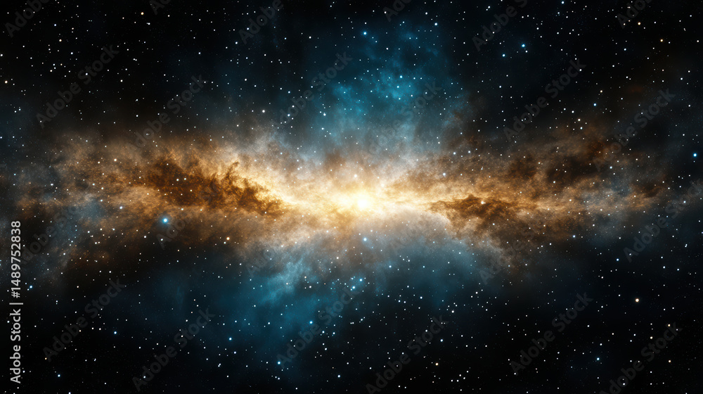 Obraz premium Stunning cosmic scene featuring bright galaxy surrounded by dense clouds of cosmic dust