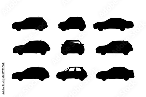 Packed Car Silhouette Collection vector illustration