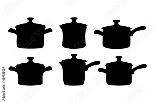Monochrome Lidded Pot Icons vector illustration