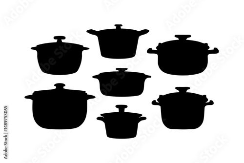 Kitchen Pot with Top Silhouette vector illustration