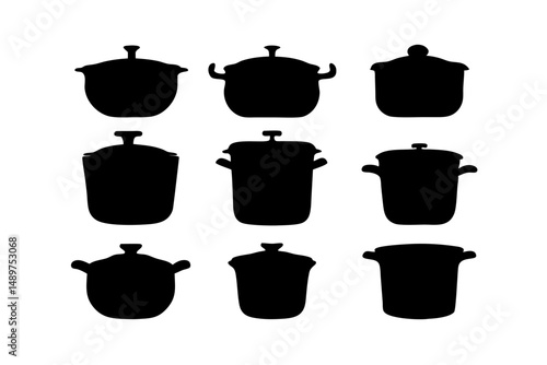 Casserole Dish Silhouette Set vector illustration