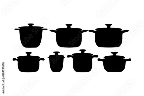 Covered Cooking Vessel Design Elements vector illustration