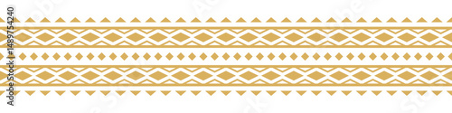Gold ethnic border with geometric tribal pattern.