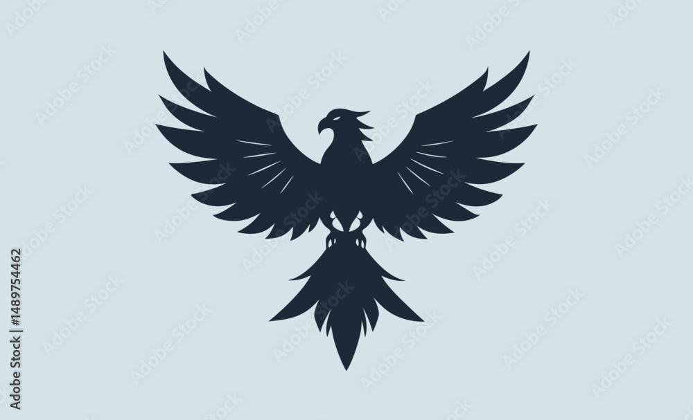 Obraz premium Eagle bird silhouette, Eagle vector illustration, Eagle graphic outline, Flying eagle shape, Eagle profile art