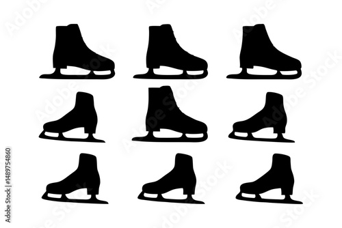 Ice Skate Silhouette for Winter Sports Designs vector illustration