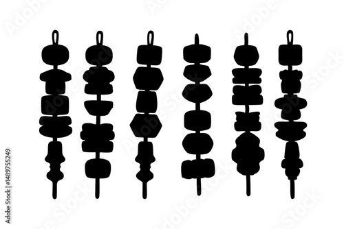 Grilled Skewers Silhouette for BBQ Menus vector illustration