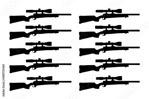 Modern Sniper Rifle Silhouette for Video Game Art vector illustration