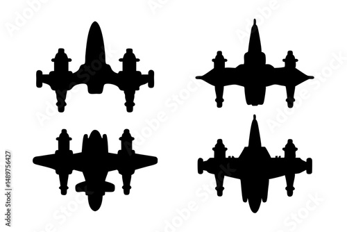 Decorative Spaceship Silhouette for Event Posters vector illustration