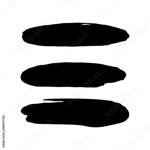Abstract black ink with horizontal oval strokes vector illustration