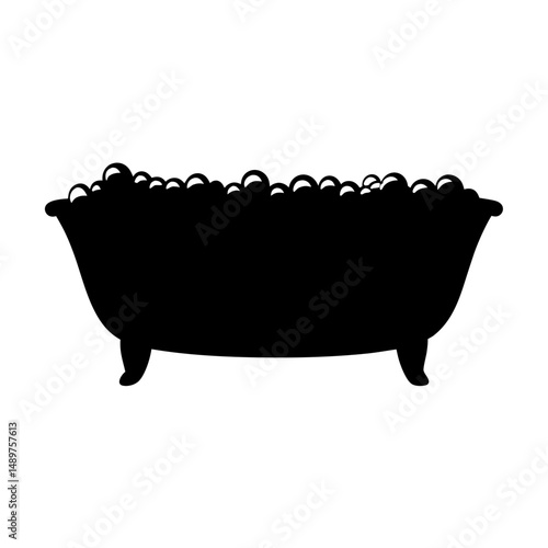 Bathtub with bubbles silhouette design vector illustration