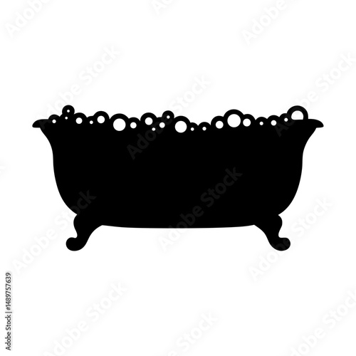 Bathtub with bubbles silhouette design vector illustration