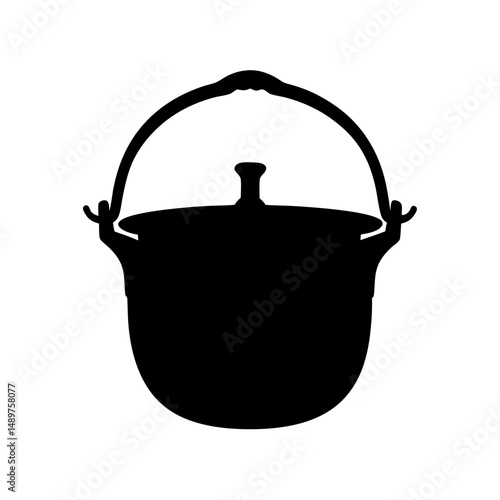Cooking pot filled to the brim silhouette vector illustration
