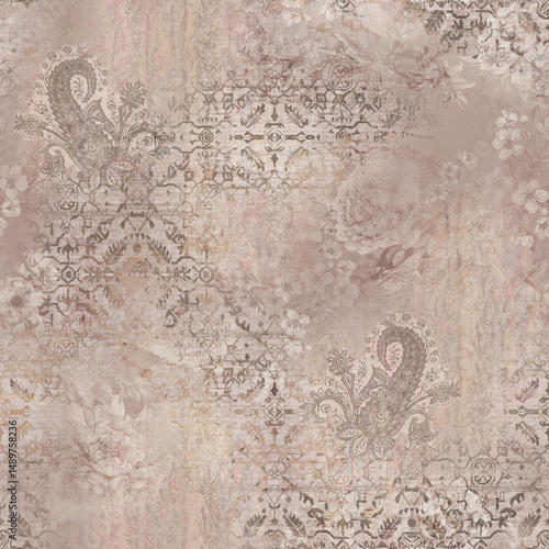 Seamless soft-colored pattern with bold geometric forms, perfect for use in home decor, textile, and digital artwork