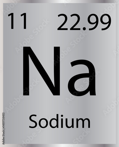 Sodium Silver & Black Contrast Periodic Table Tile Icon