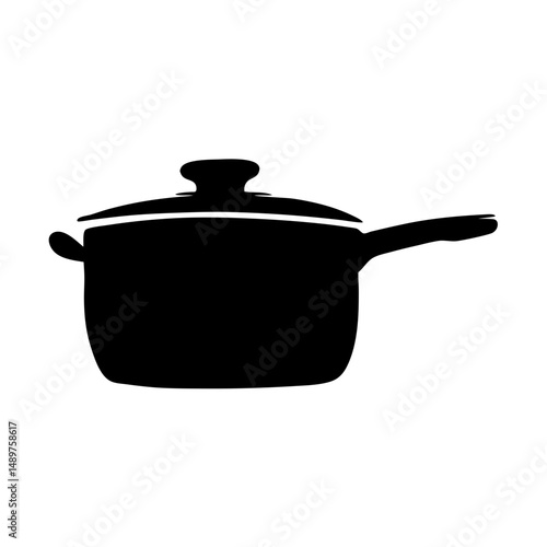 Kitchen pot with lid silhouette vector illustration