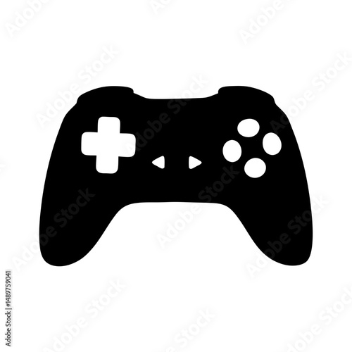 Monochrome classic joystick game controller silhouette vector illustration