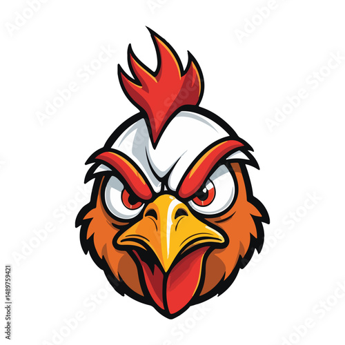vector illustration of a mascot cartoon chicken rooster