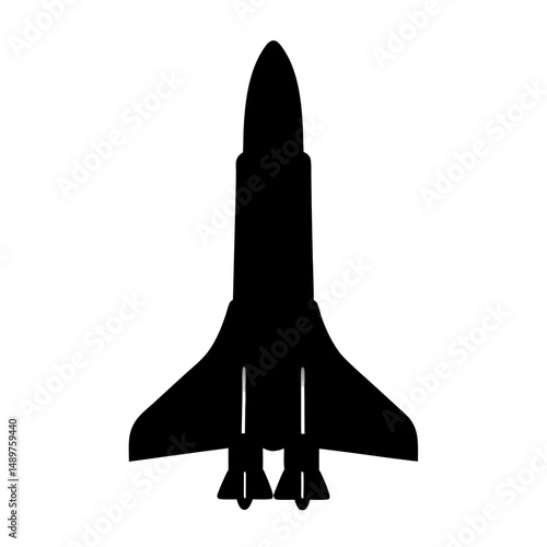 Powerful rocket ready for takeoff silhouette vector illustration