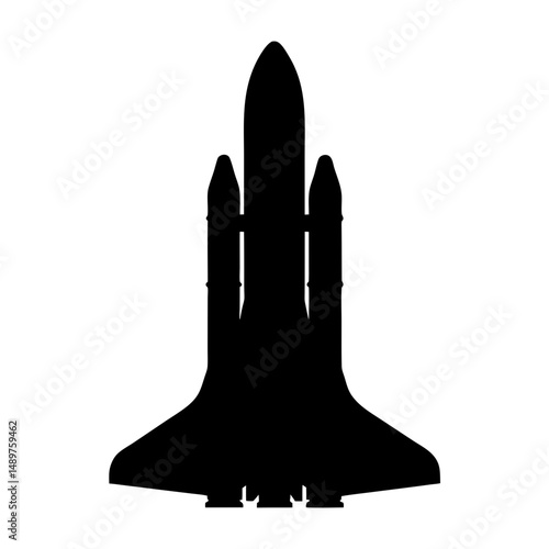 Powerful rocket ready for takeoff silhouette vector illustration