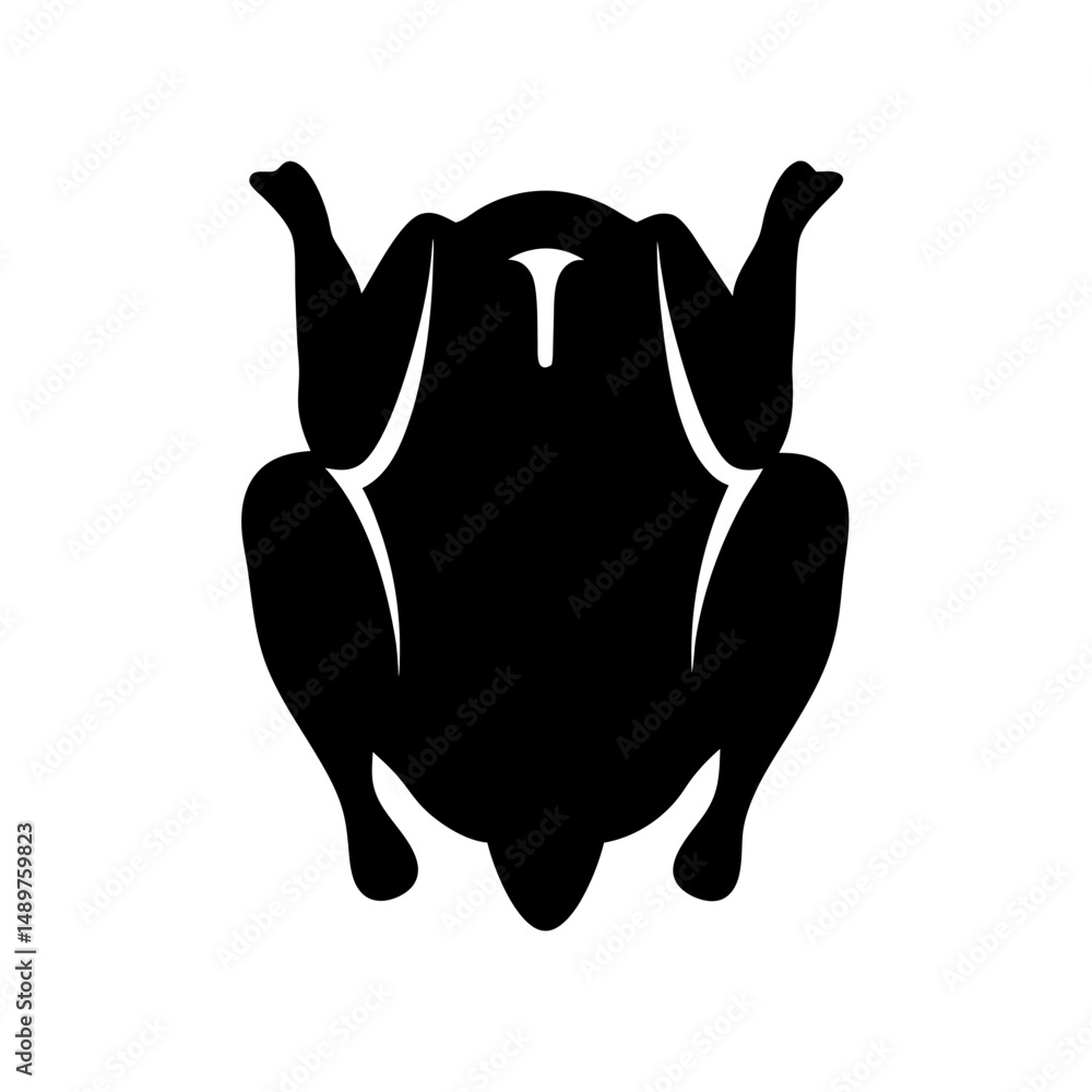 Fototapeta premium Roasted poultry silhouette vector illustration