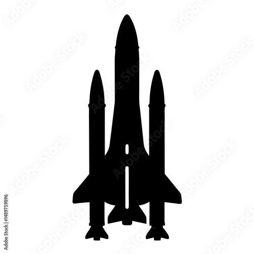 Rocket in space silhouette vector illustration