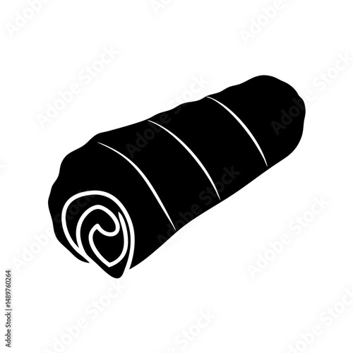 Rolled up sleeping bag ready for camping adventure silhouette vector illustration