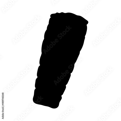 Rolled up sleeping bag ready for camping adventure silhouette vector illustration