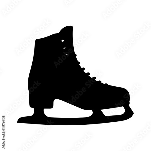 Single ice skate shoe silhouette vector illustration