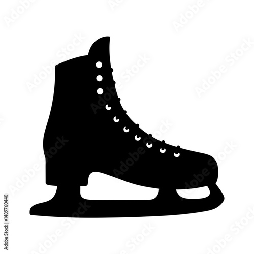 Single ice skate shoe silhouette vector illustration