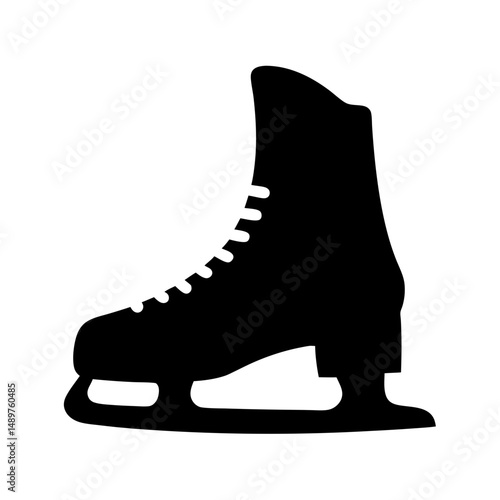 Single ice skate shoe silhouette vector illustration