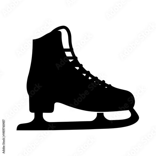 Single ice skate shoe silhouette vector illustration