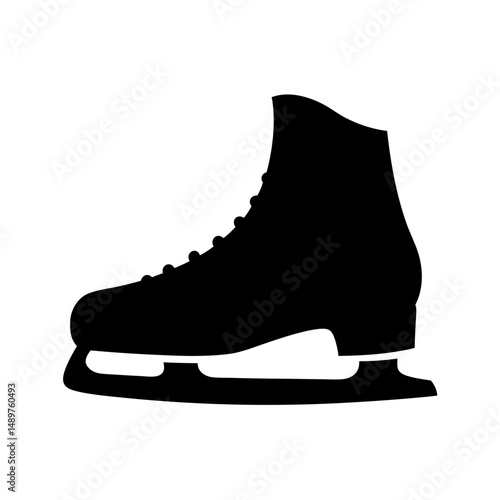Single ice skate shoe silhouette vector illustration