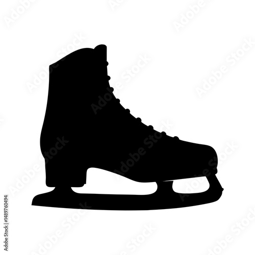 Single ice skate shoe silhouette vector illustration