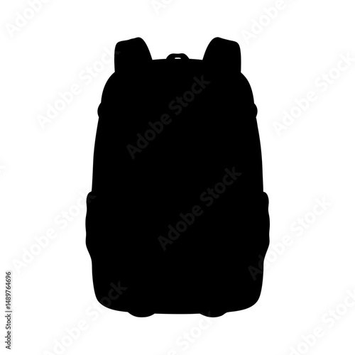 Backpack silhouette for hiking and travel gear vector illustration