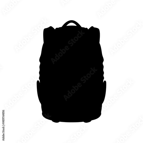 Backpack silhouette for hiking and travel gear vector illustration