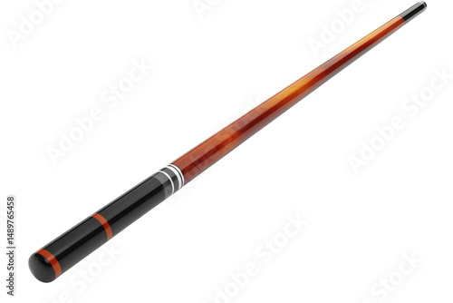 A polished cue stick poised for the perfect shot symbolizes precision focus and the quiet on transparent background