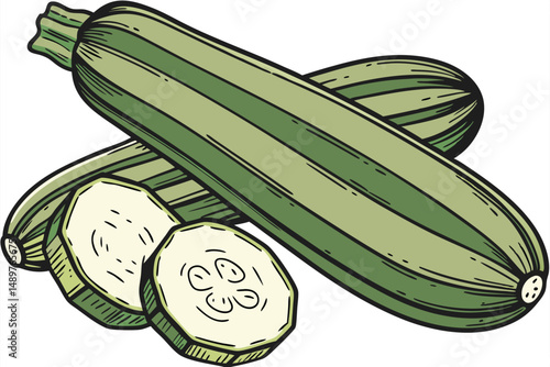 65 closeup of fresh, ripe green zucchini or courgette, vibrant colors, natural lighting, high detail, realistic, 8k resolution