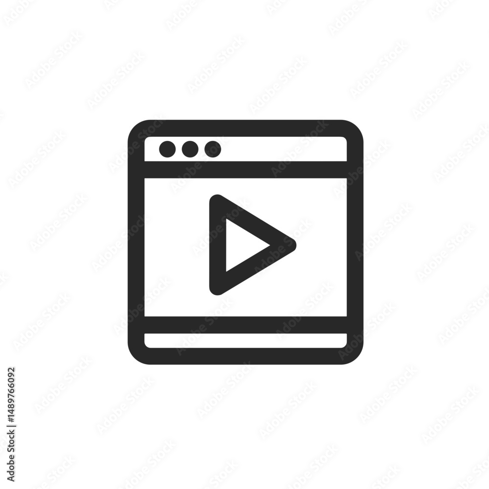 Video player icon, in simple style, the concept of multimedia content, with copy space Video player icon, in simple style, the concept of multimedia content, with copy space